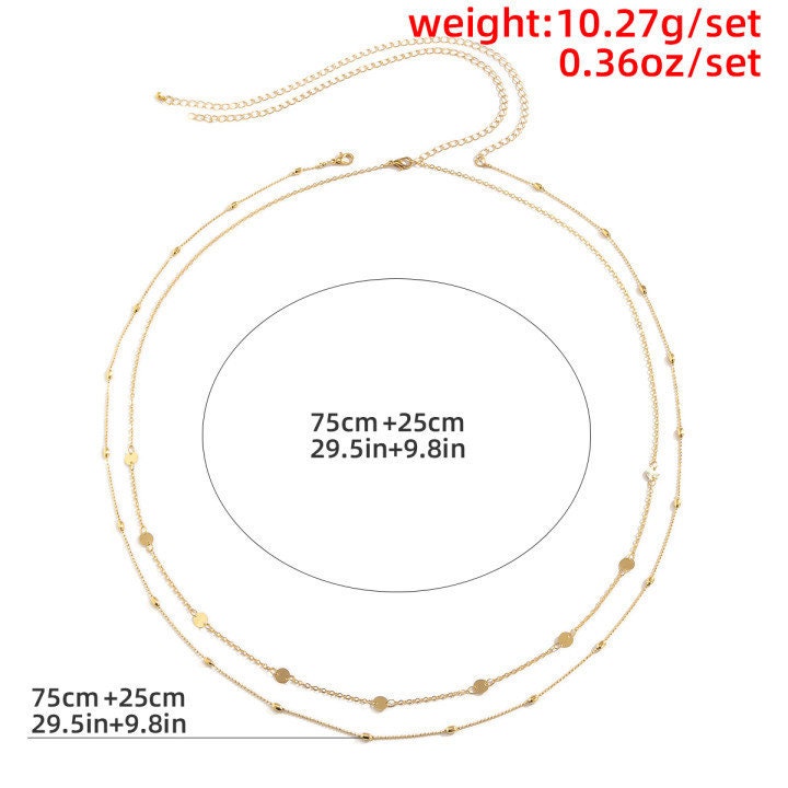 Gold Circle Charm Bead Waist Belly Chain in Solid Copper